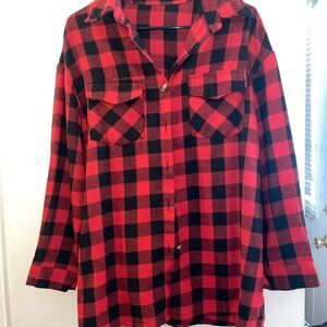 Red and Black Plaid Button-Up flannel
